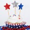 120 Pcs 4th of July Glitter Cupcake Toppers – Patriotic Star Independence Day Cake Picks Red Blue Silver for Memorial Day, Veterans Day & Party Decorations